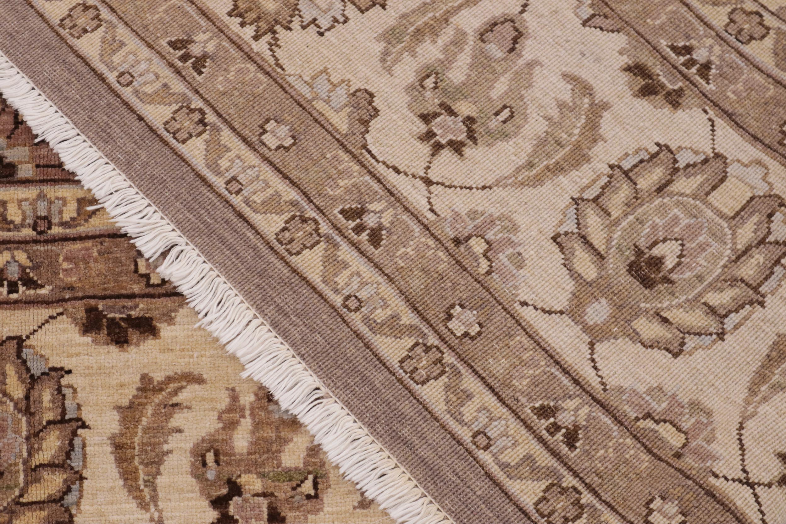 handmade Transitional Kafkaz Brown Beige Hand Knotted RECTANGLE 100% WOOL area rug 9' x 12'