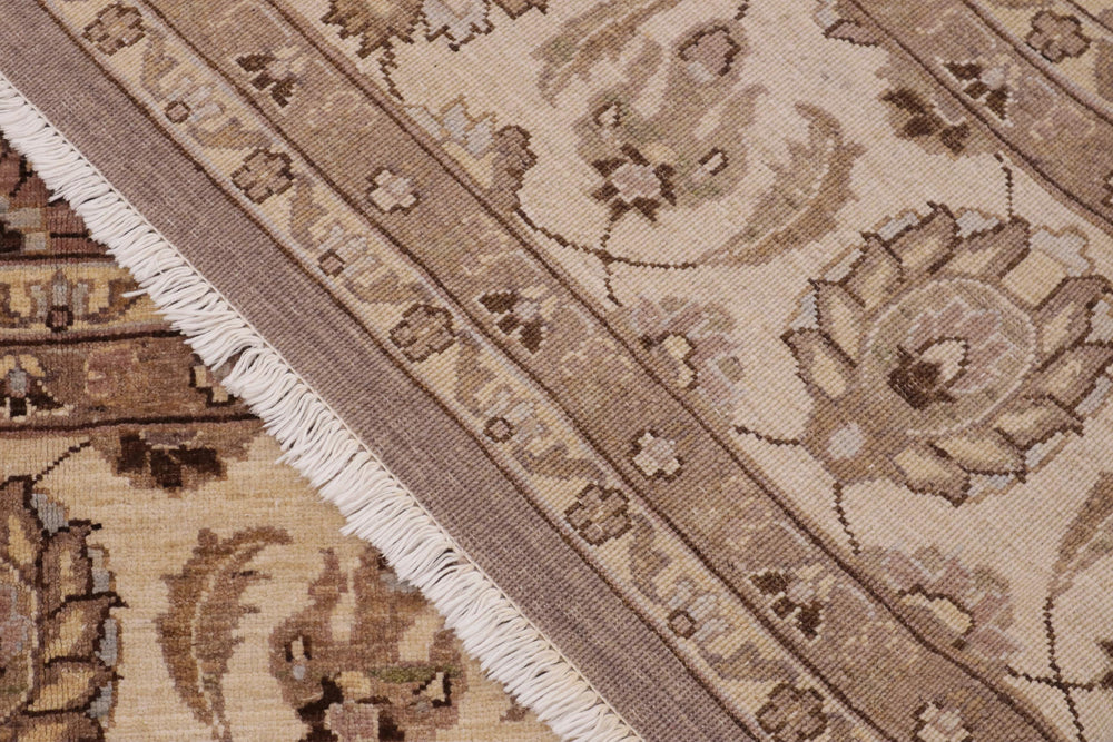 handmade Transitional Kafkaz Brown Beige Hand Knotted RECTANGLE 100% WOOL area rug 9' x 12'