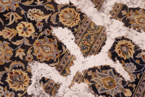 handmade Vintage Vintage Blue Gold Hand Knotted RECTANGLE 100% WOOL area rug 8' x 11'