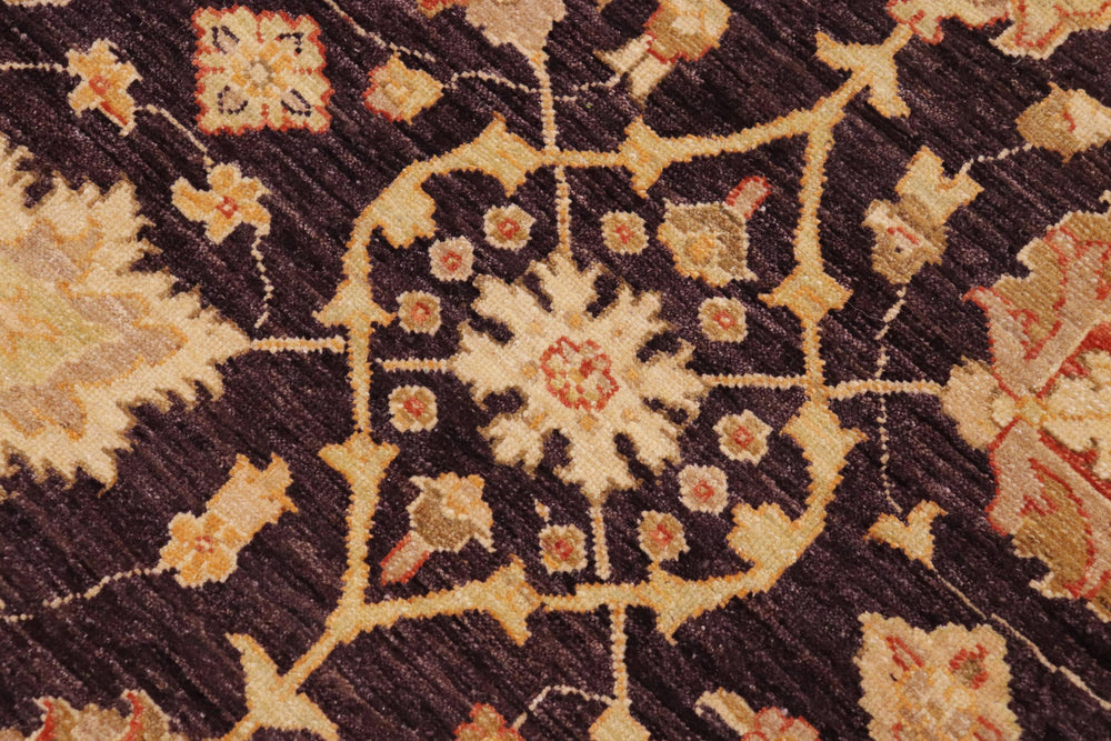 handmade Transitional Kafkaz Aubergine Beige Hand Knotted RECTANGLE 100% WOOL area rug 9' x 12'