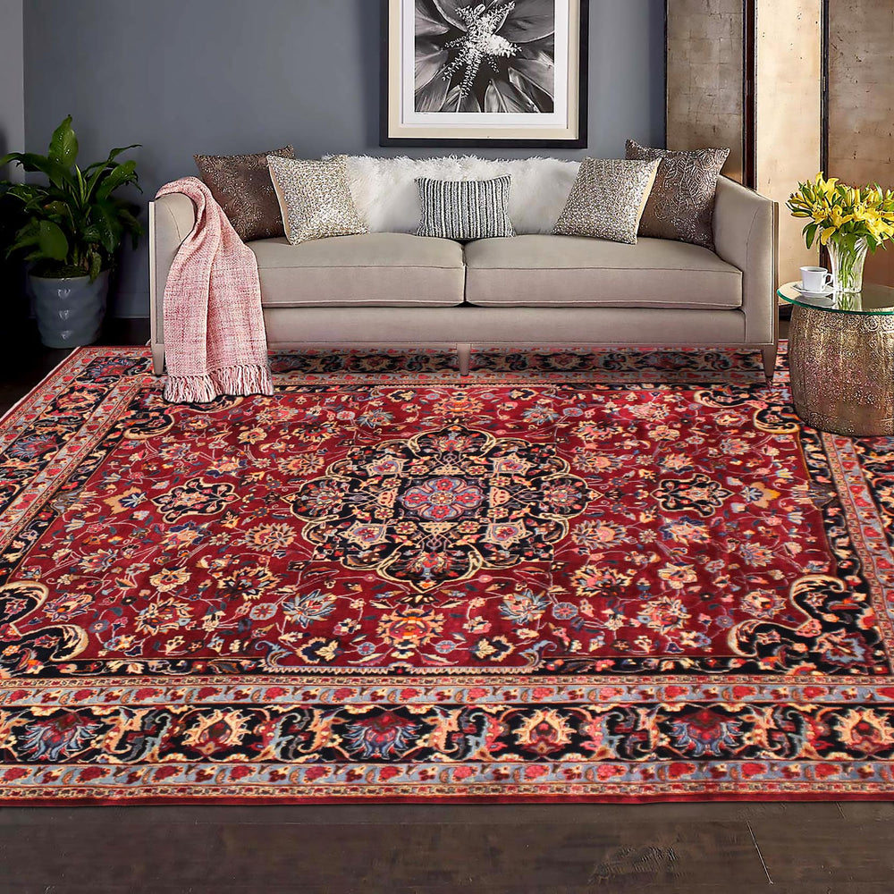 handmade Traditional Antique Red Black Hand Knotted RECTANGLE 100% WOOL area rug 10 x 13
