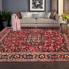 handmade Traditional Antique Red Black Hand Knotted RECTANGLE 100% WOOL area rug 10 x 13