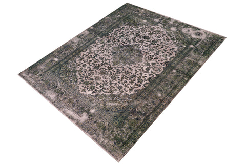 handmade Vintage Vintage Beige Green Hand Knotted RECTANGLE 100% WOOL area rug 8' x 11'