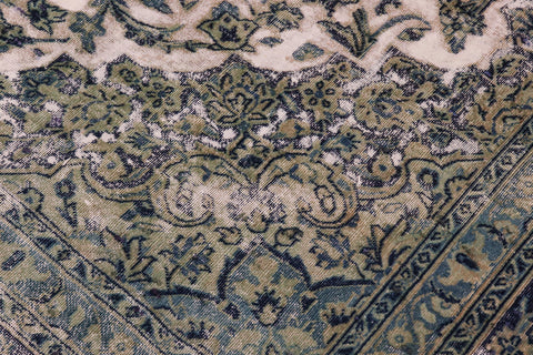 handmade Vintage Vintage Beige Green Hand Knotted RECTANGLE 100% WOOL area rug 8' x 11'