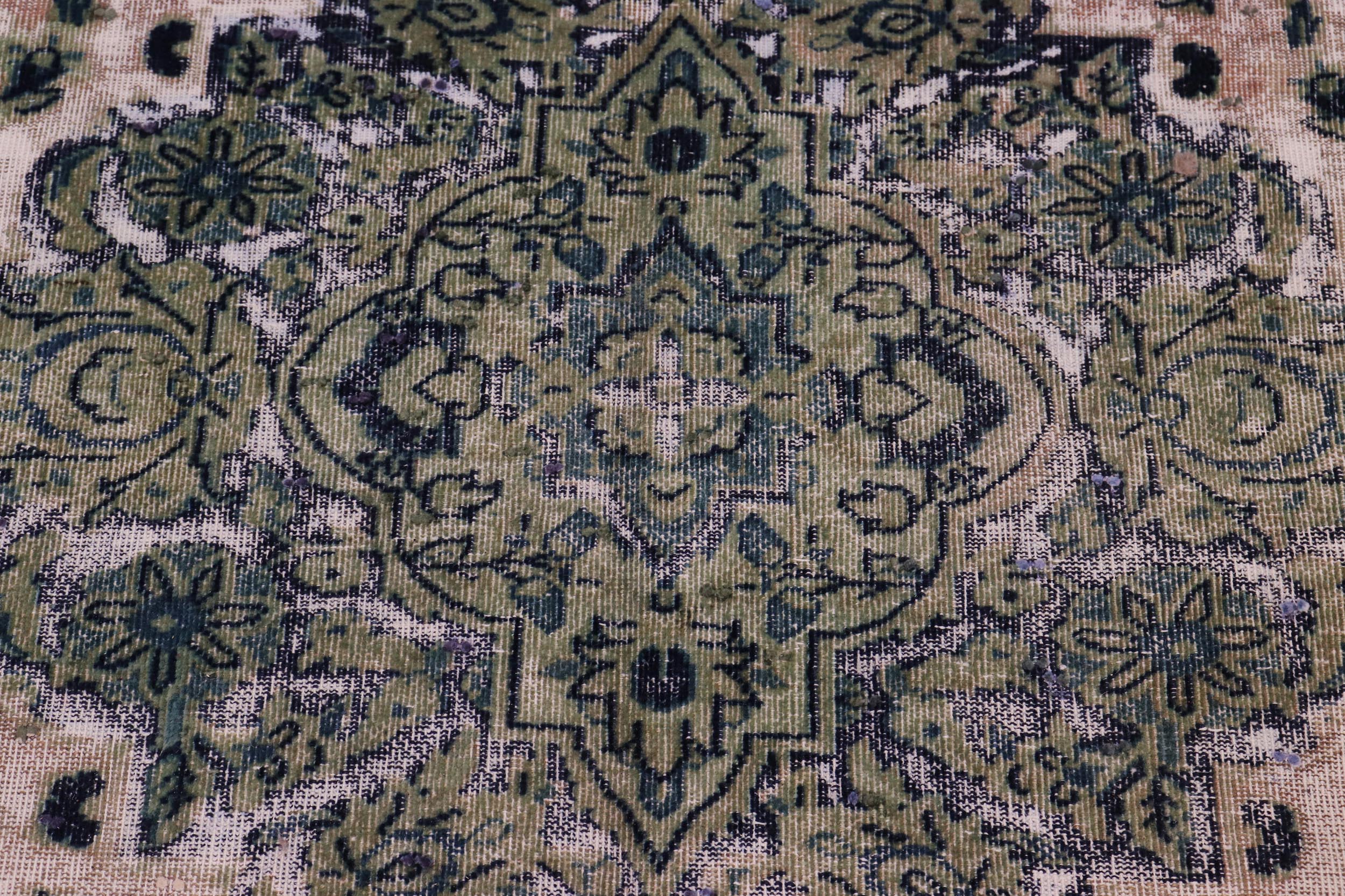 handmade Vintage Vintage Beige Green Hand Knotted RECTANGLE 100% WOOL area rug 8' x 11'