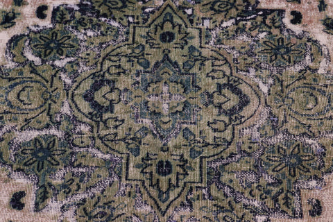 handmade Vintage Vintage Beige Green Hand Knotted RECTANGLE 100% WOOL area rug 8' x 11'