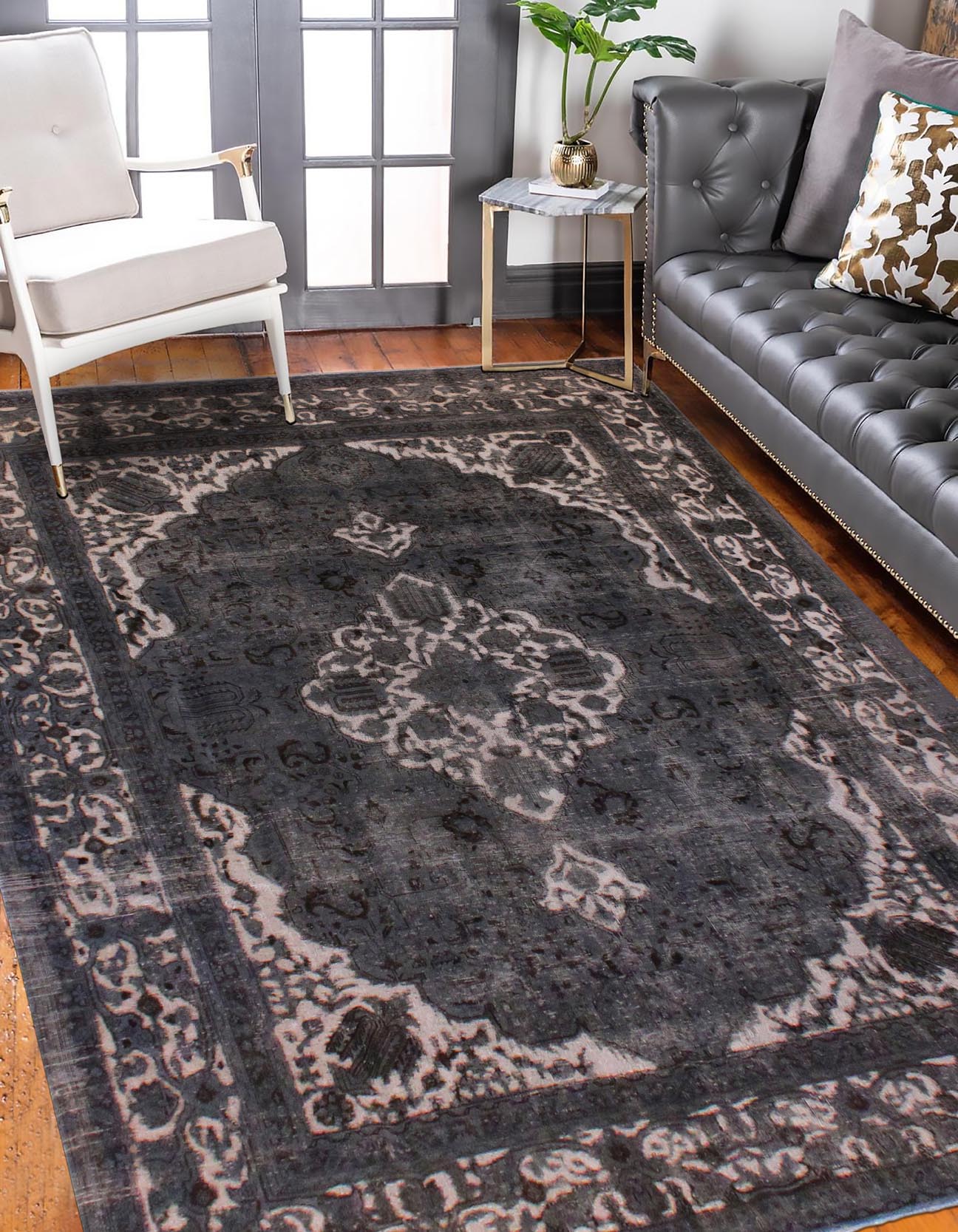 handmade Vintage Vintage Gray Tan Hand Knotted RECTANGLE 100% WOOL area rug 8' x 12'