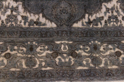 handmade Vintage Vintage Gray Tan Hand Knotted RECTANGLE 100% WOOL area rug 8' x 12'