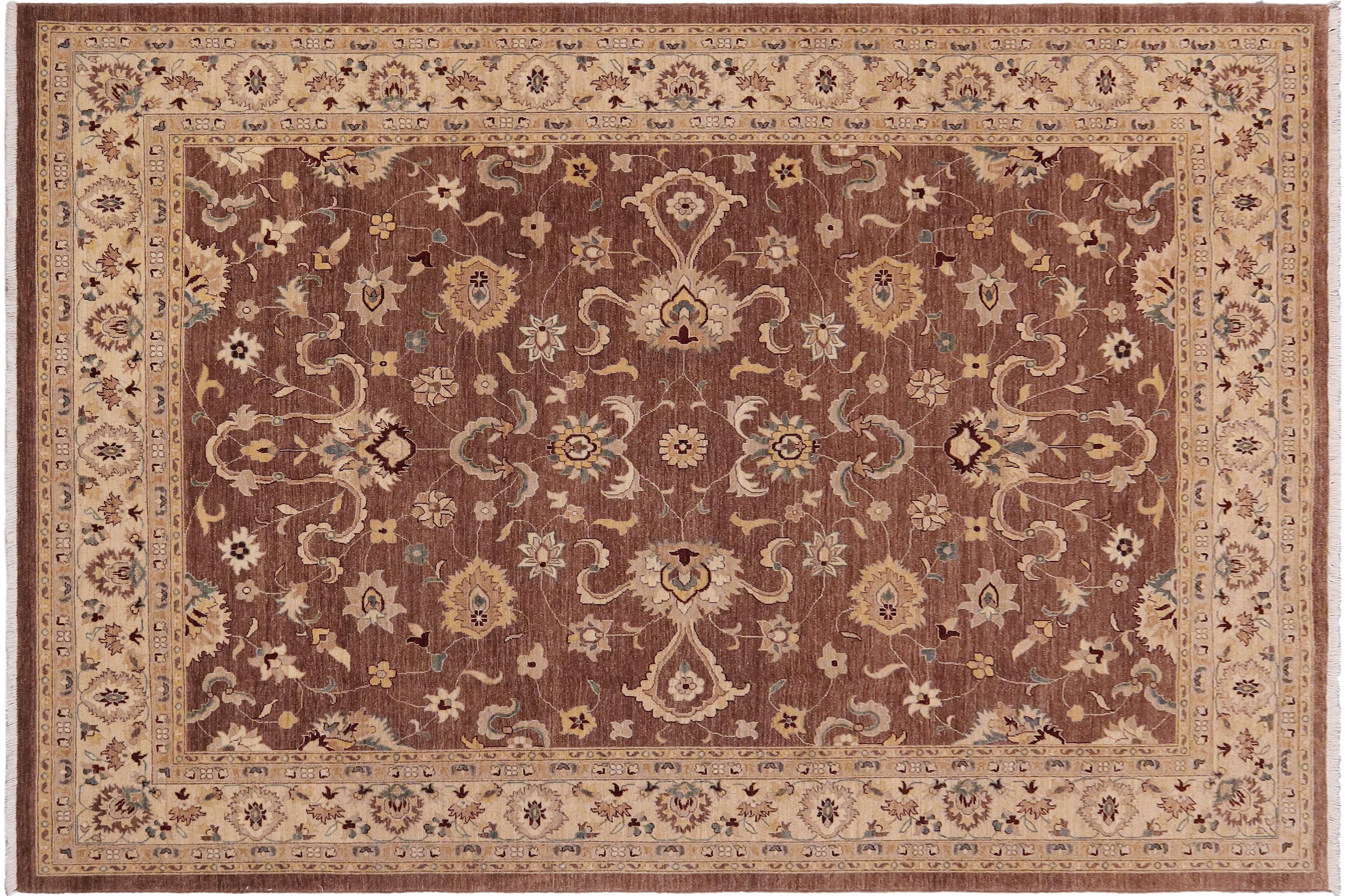 handmade Traditional Kafkaz Brown Beige Hand Knotted RECTANGLE 100% WOOL area rug 9x11