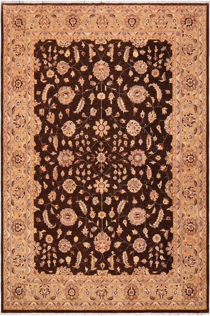 handmade Traditional Kafkaz Brown Tan Hand Knotted RECTANGLE 100% WOOL area rug 9 x 12