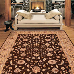 handmade Traditional Kafkaz Brown Tan Hand Knotted RECTANGLE 100% WOOL area rug 9 x 12
