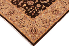 handmade Traditional Kafkaz Brown Tan Hand Knotted RECTANGLE 100% WOOL area rug 9 x 12