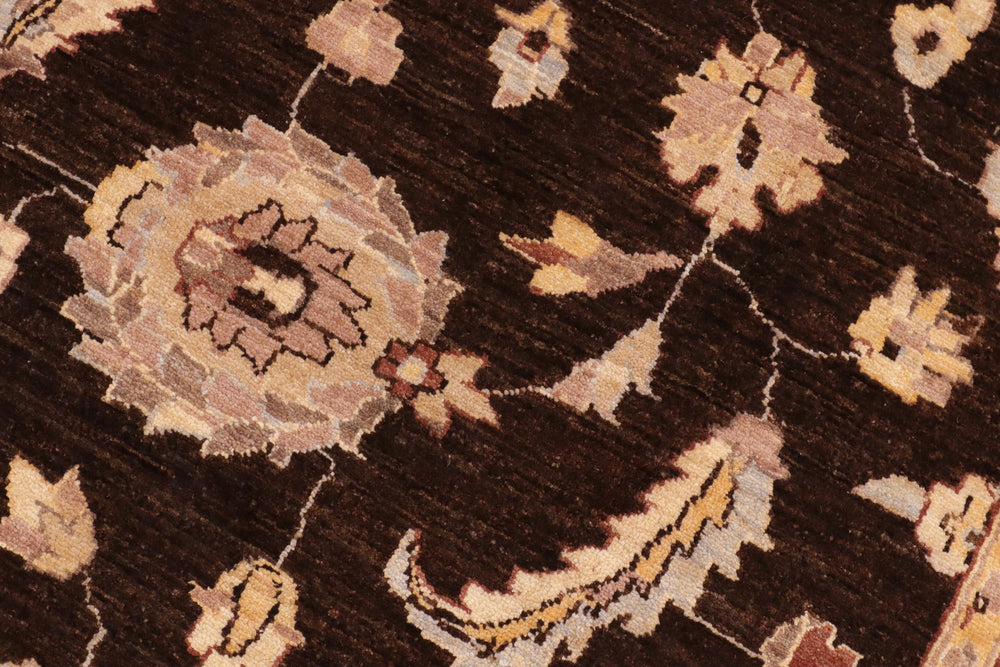 handmade Transitional Kafkaz Brown Tan Hand Knotted RECTANGLE 100% WOOL area rug 9' x 12'