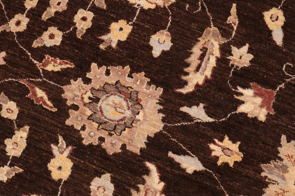 handmade Transitional Kafkaz Brown Tan Hand Knotted RECTANGLE 100% WOOL area rug 9' x 12'
