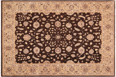 handmade Transitional Kafkaz Brown Tan Hand Knotted RECTANGLE 100% WOOL area rug 9' x 12'