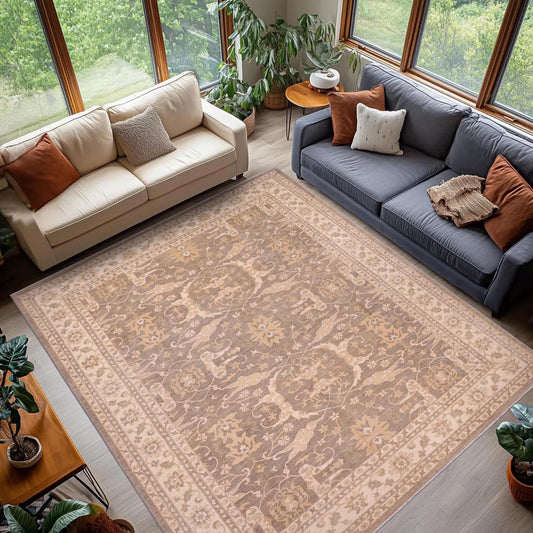 handmade Transitional Kafkaz Greenish Gr Ivory Hand Knotted RECTANGLE 100% WOOL area rug 10' x 14'