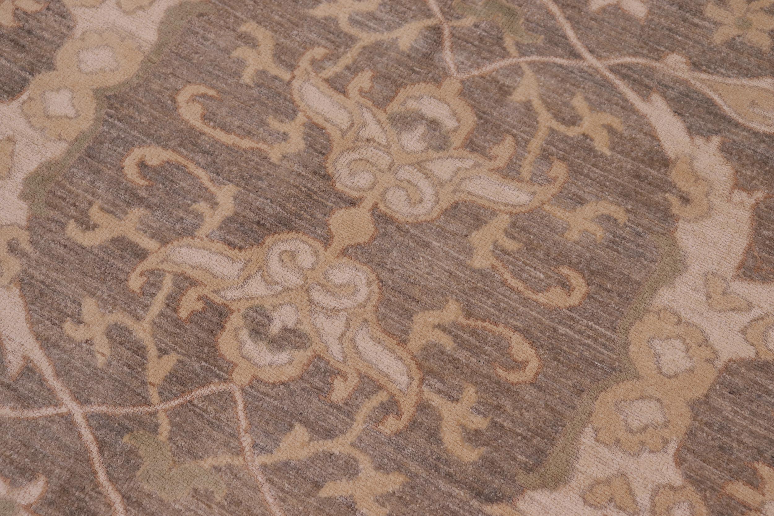 handmade Transitional Kafkaz Greenish Gr Ivory Hand Knotted RECTANGLE 100% WOOL area rug 10' x 14'