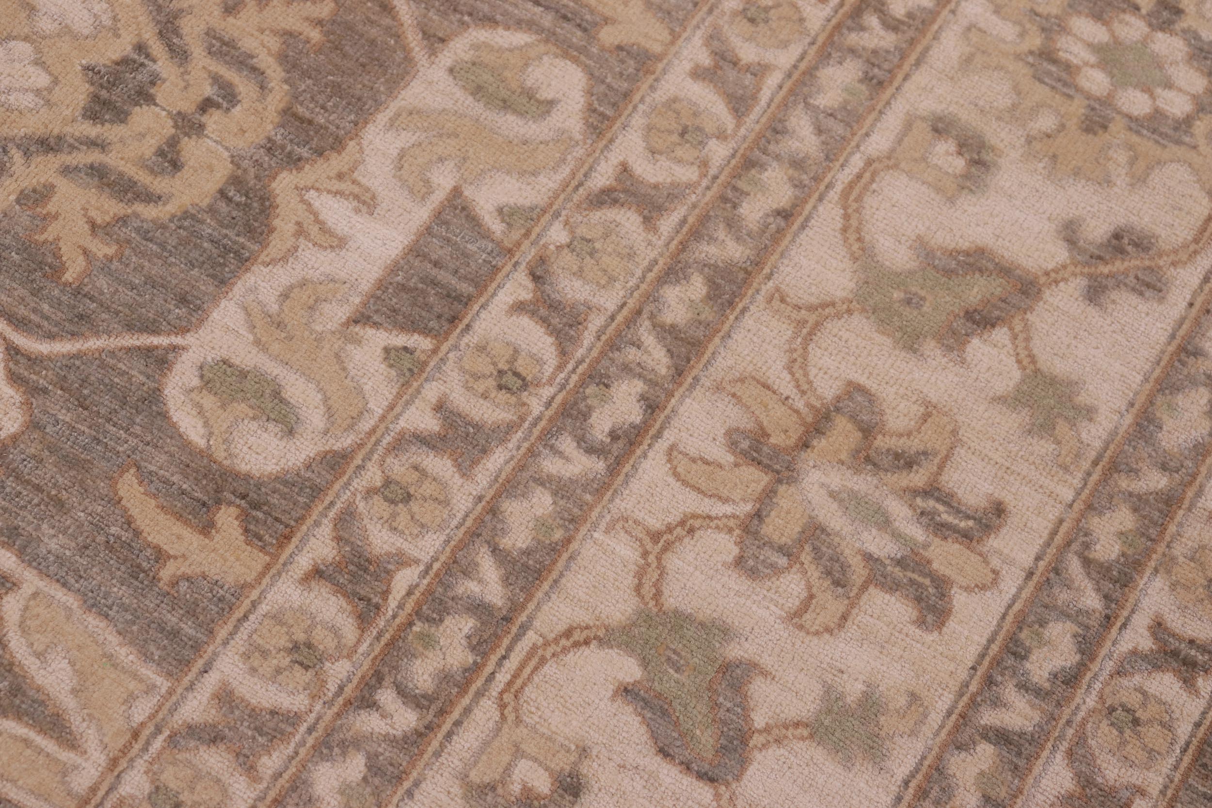 handmade Transitional Kafkaz Greenish Gr Ivory Hand Knotted RECTANGLE 100% WOOL area rug 10' x 14'