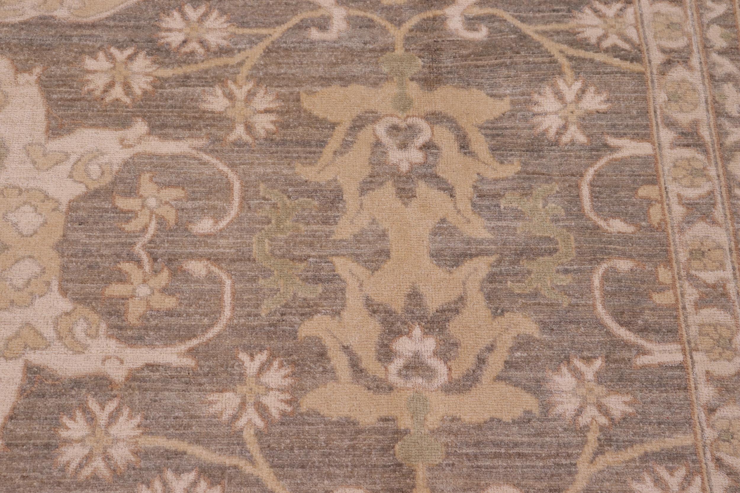 handmade Transitional Kafkaz Greenish Gr Ivory Hand Knotted RECTANGLE 100% WOOL area rug 10' x 14'