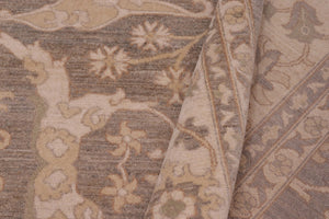 handmade Transitional Kafkaz Greenish Gr Ivory Hand Knotted RECTANGLE 100% WOOL area rug 10' x 14'