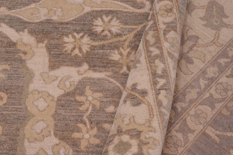 handmade Transitional Kafkaz Greenish Gr Ivory Hand Knotted RECTANGLE 100% WOOL area rug 10' x 14'