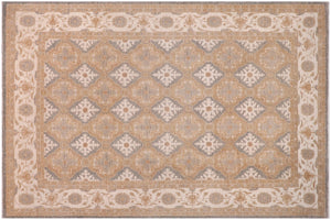 10x15 hand knotted transitional wool rug in gray - Eclectic Laurence Gray/