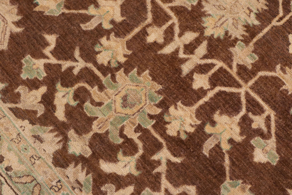 handmade Transitional Kafkaz Brown Beige Hand Knotted RECTANGLE 100% WOOL area rug 9' x 12'