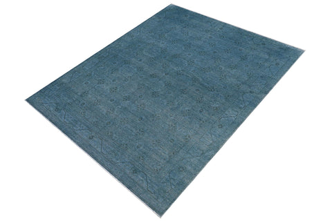 handmade Over Dyed Over Dyed Bluish Gray Gray Hand Knotted RECTANGLE 100% WOOL area rug 8' x 10'