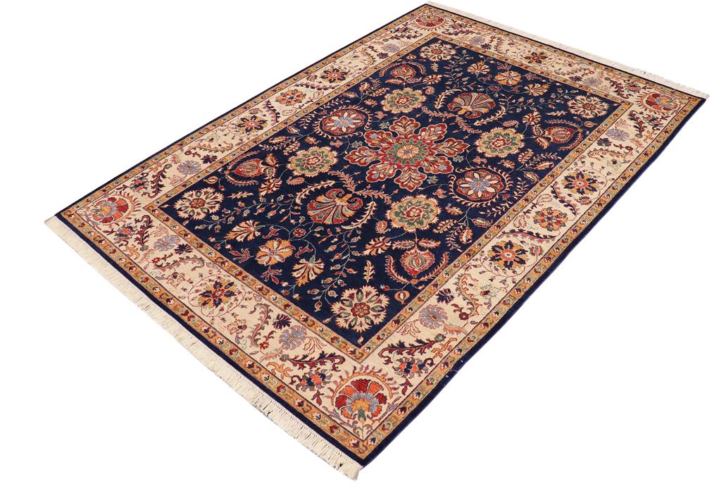 handmade Traditional Kafkaz Blue Beige Hand Knotted RECTANGLE 100% WOOL area rug 7 x 10