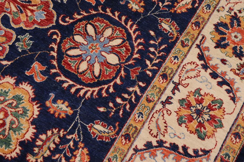 handmade Traditional Kafkaz Blue Beige Hand Knotted RECTANGLE 100% WOOL area rug 7 x 10