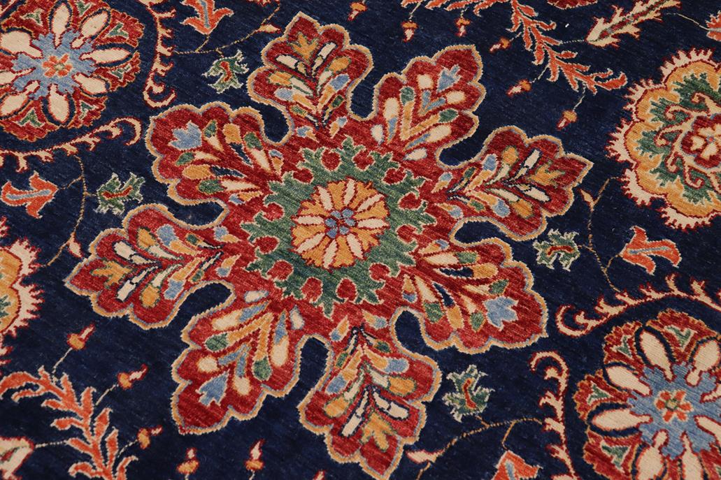 handmade Traditional Kafkaz Blue Beige Hand Knotted RECTANGLE 100% WOOL area rug 7 x 10