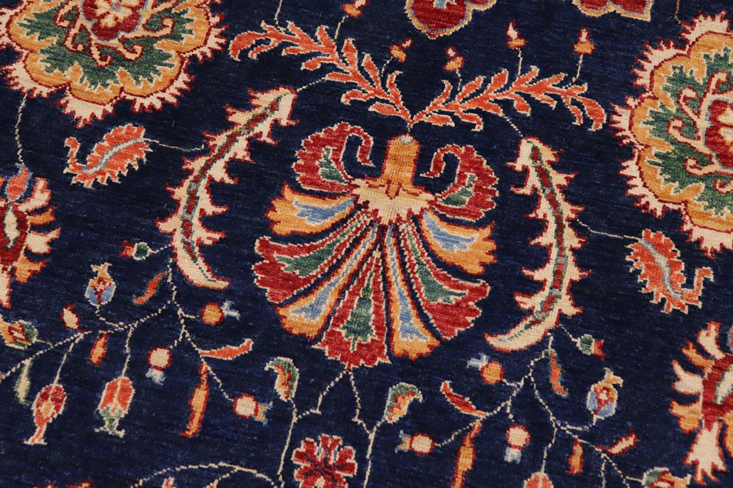 handmade Traditional Kafkaz Blue Beige Hand Knotted RECTANGLE 100% WOOL area rug 7 x 10