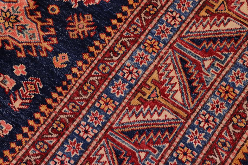handmade Geometric Super Kazak Blue Red Hand Knotted RECTANGLE 100% WOOL area rug 8 x 10
