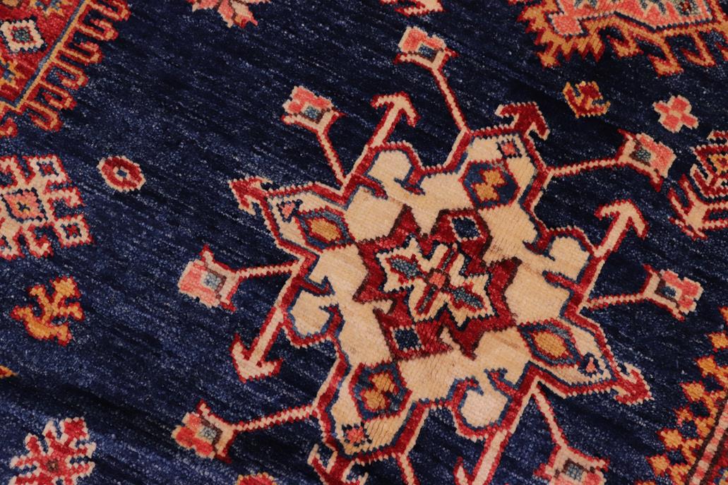 handmade Geometric Super Kazak Blue Red Hand Knotted RECTANGLE 100% WOOL area rug 8 x 10
