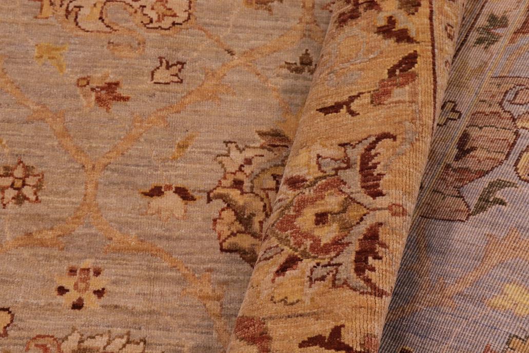 handmade Transitional Kafkaz Bluish Gray Tan Hand Knotted RECTANGLE 100% WOOL area rug 9 x 11