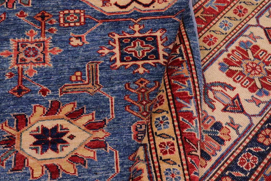 handmade Geometric Super Kazak Lt. Blue Tan Hand Knotted RECTANGLE 100% WOOL area rug 8 x 10