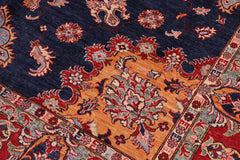 handmade Geometric Super Kazak Blue Red Hand Knotted RECTANGLE 100% WOOL area rug 9' x 12'