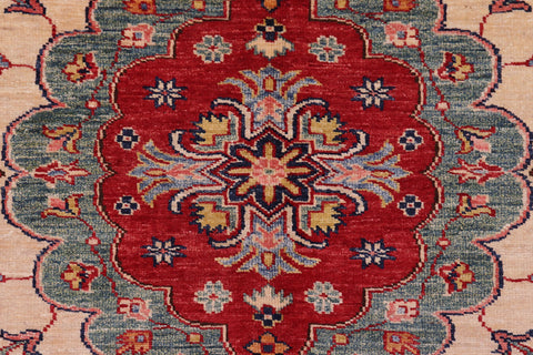 handmade Geometric Super Kazak Blue Red Hand Knotted RECTANGLE 100% WOOL area rug 9' x 12'