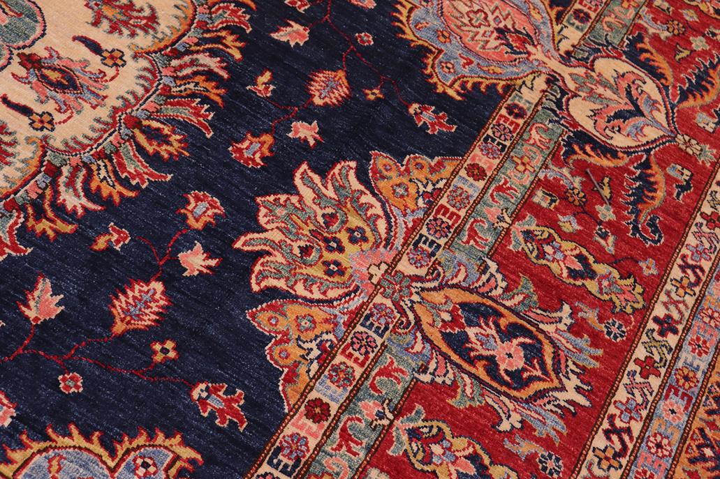 handmade Geometric Super Kazak Blue Red Hand Knotted RECTANGLE 100% WOOL area rug 9 x 12