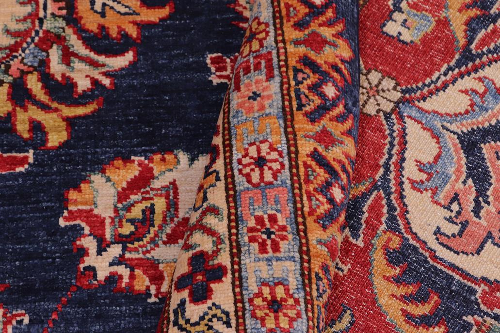 handmade Geometric Super Kazak Blue Red Hand Knotted RECTANGLE 100% WOOL area rug 9 x 12