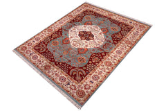 handmade Traditional Kafkaz Blue Beige Hand Knotted RECTANGLE 100% WOOL area rug 8 x 12