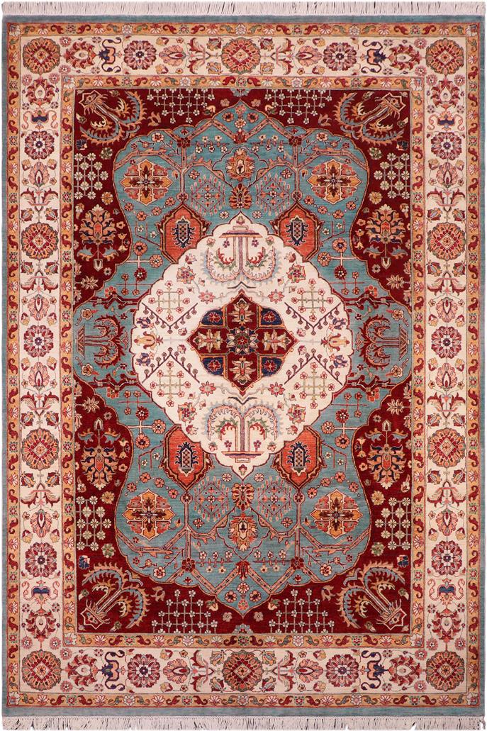 handmade Traditional Kafkaz Blue Beige Hand Knotted RECTANGLE 100% WOOL area rug 8 x 12