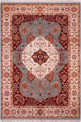 handmade Traditional Kafkaz Blue Beige Hand Knotted RECTANGLE 100% WOOL area rug 8 x 12
