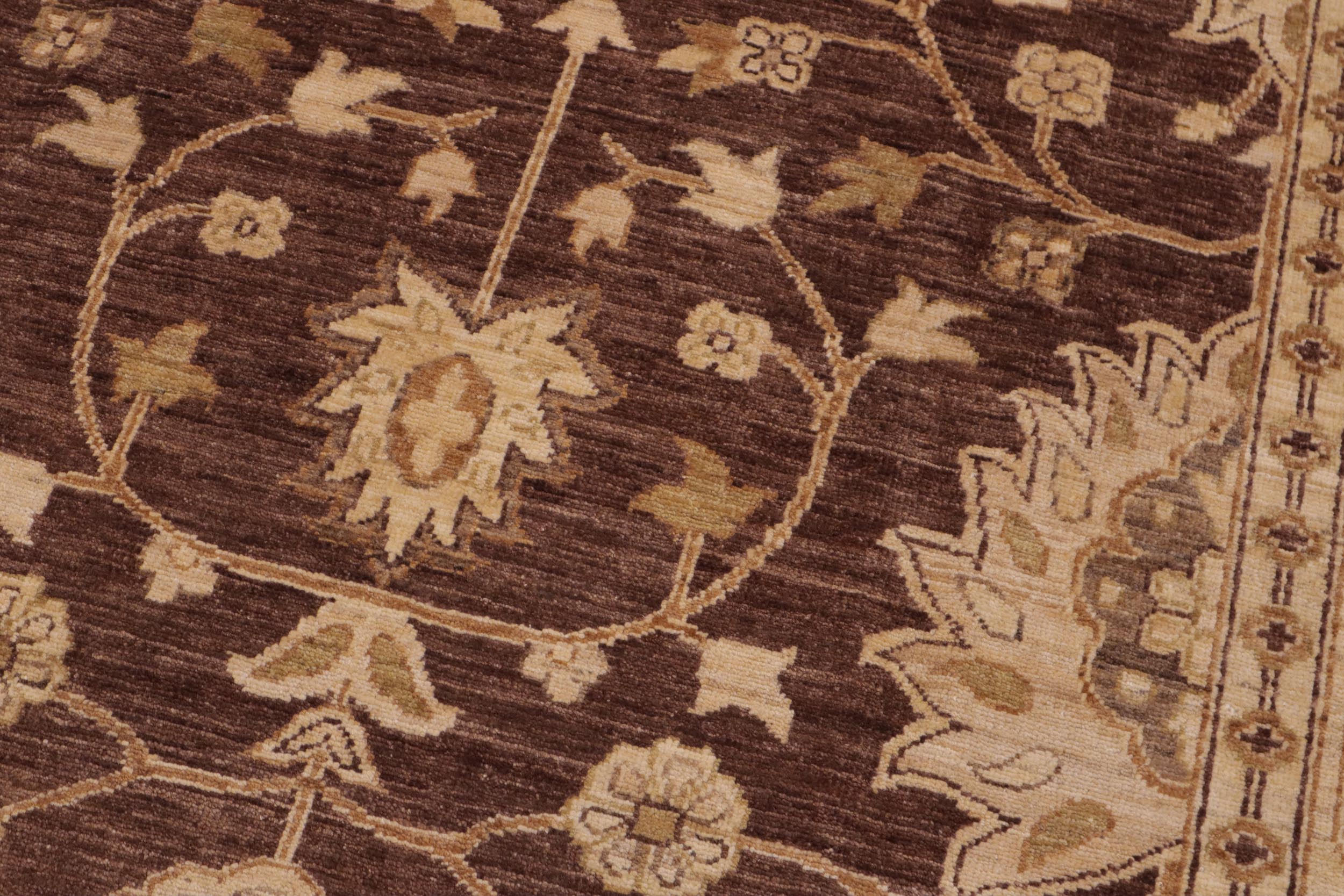 handmade Transitional Kafkaz Brown Beige Hand Knotted RECTANGLE 100% WOOL area rug 9' x 12'