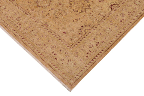handmade Transitional Kafkaz Tan Red Hand Knotted RECTANGLE WOOL&SILK area rug 9' x 12'