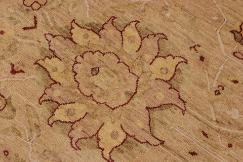handmade Transitional Kafkaz Tan Red Hand Knotted RECTANGLE WOOL&SILK area rug 9' x 12'