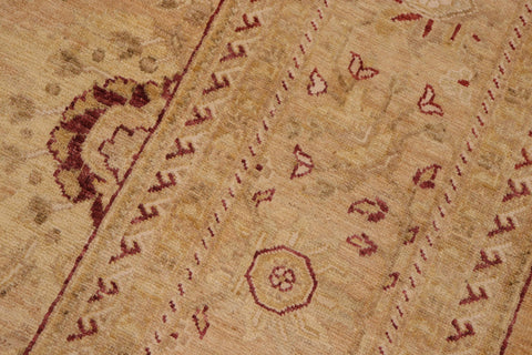 handmade Transitional Kafkaz Tan Red Hand Knotted RECTANGLE WOOL&SILK area rug 9' x 12'