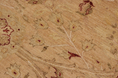 handmade Transitional Kafkaz Tan Red Hand Knotted RECTANGLE WOOL&SILK area rug 9' x 12'