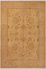 handmade Traditional Kafkaz Tan Red Hand Knotted RECTANGLE WOOL&SILK area rug 9 x 12