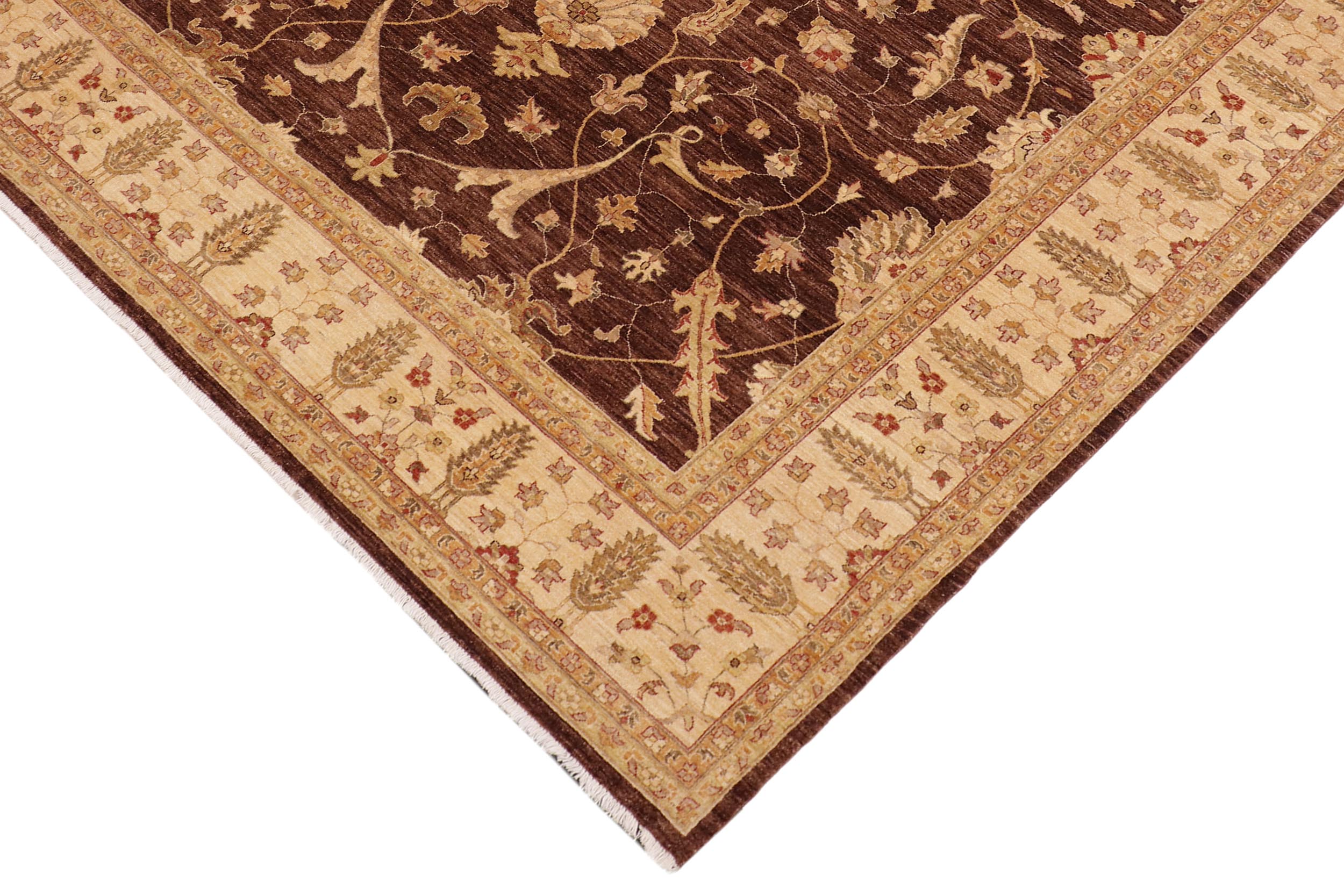 handmade Transitional Kafkaz Brown Beige Hand Knotted RECTANGLE 100% WOOL area rug 9' x 11'